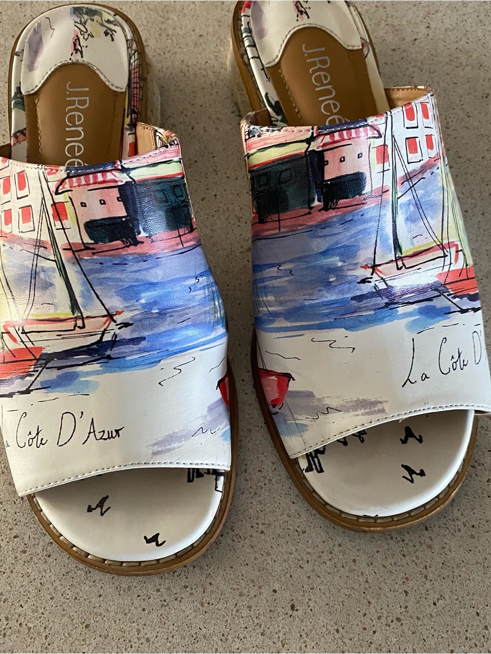 J. Renee Côte d’Azur Watercolor Print Slide Sandals Women’s 7M - Picture 4 of 8